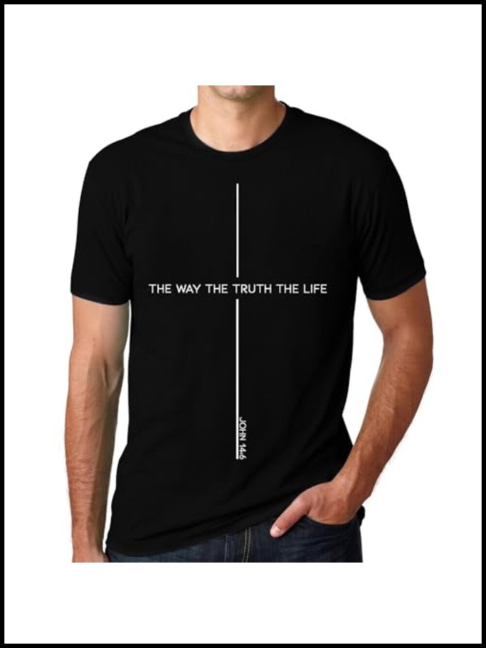 Men's Christian Graphic T-Shirt Jesus The Way Truth Life Faith Cross Tee